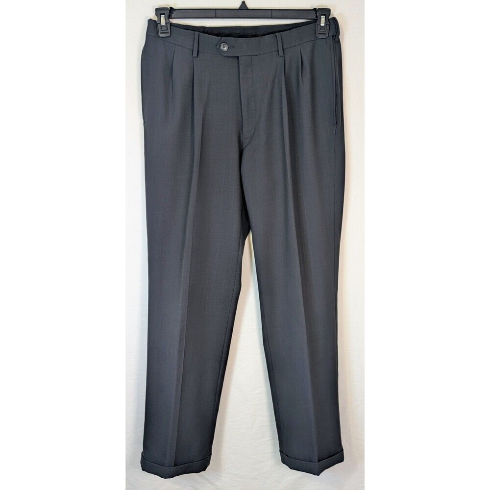 Haggar Classic Fit Mens Gray Pleated Dress Pants 34x32